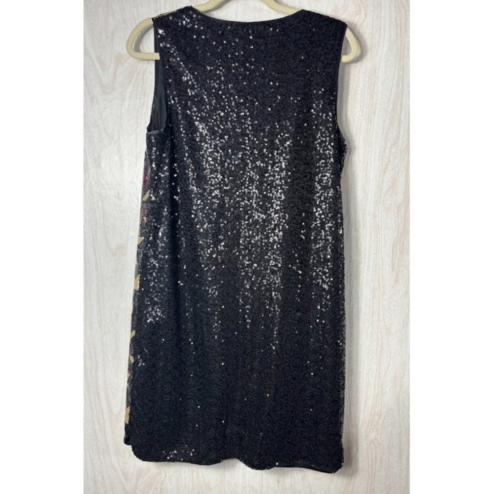 Nicole Miller Sequin Cocktail Dress Women's 12 Black V Neck‎ Glam Evening Party - Picture 4 of 11